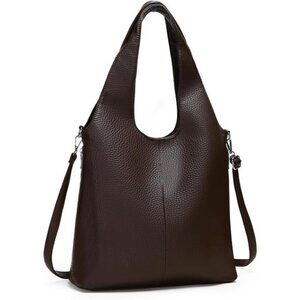 Hobo Shoulder Brown Vegan Leather Bag for Women Soft Retro Top Handle Crossbody